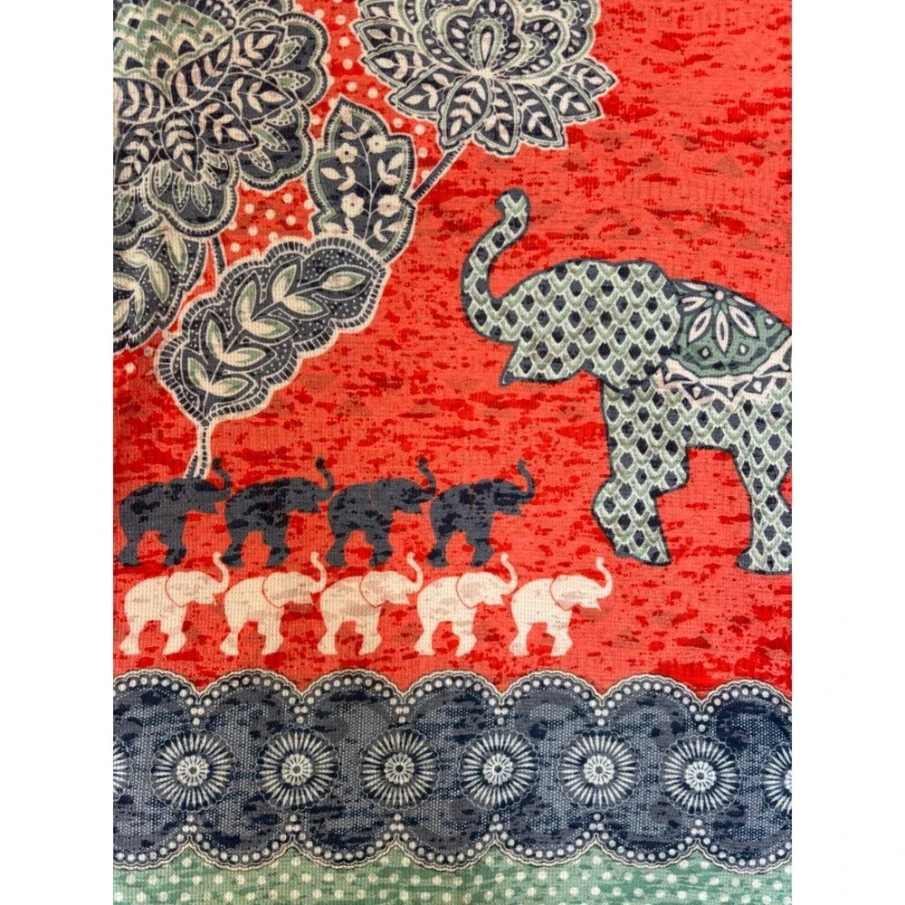 Whimsy Rose Elephant Print Baby Waffle Knit Top Womens M Long Sleeve Boho - Picture 2 of 7